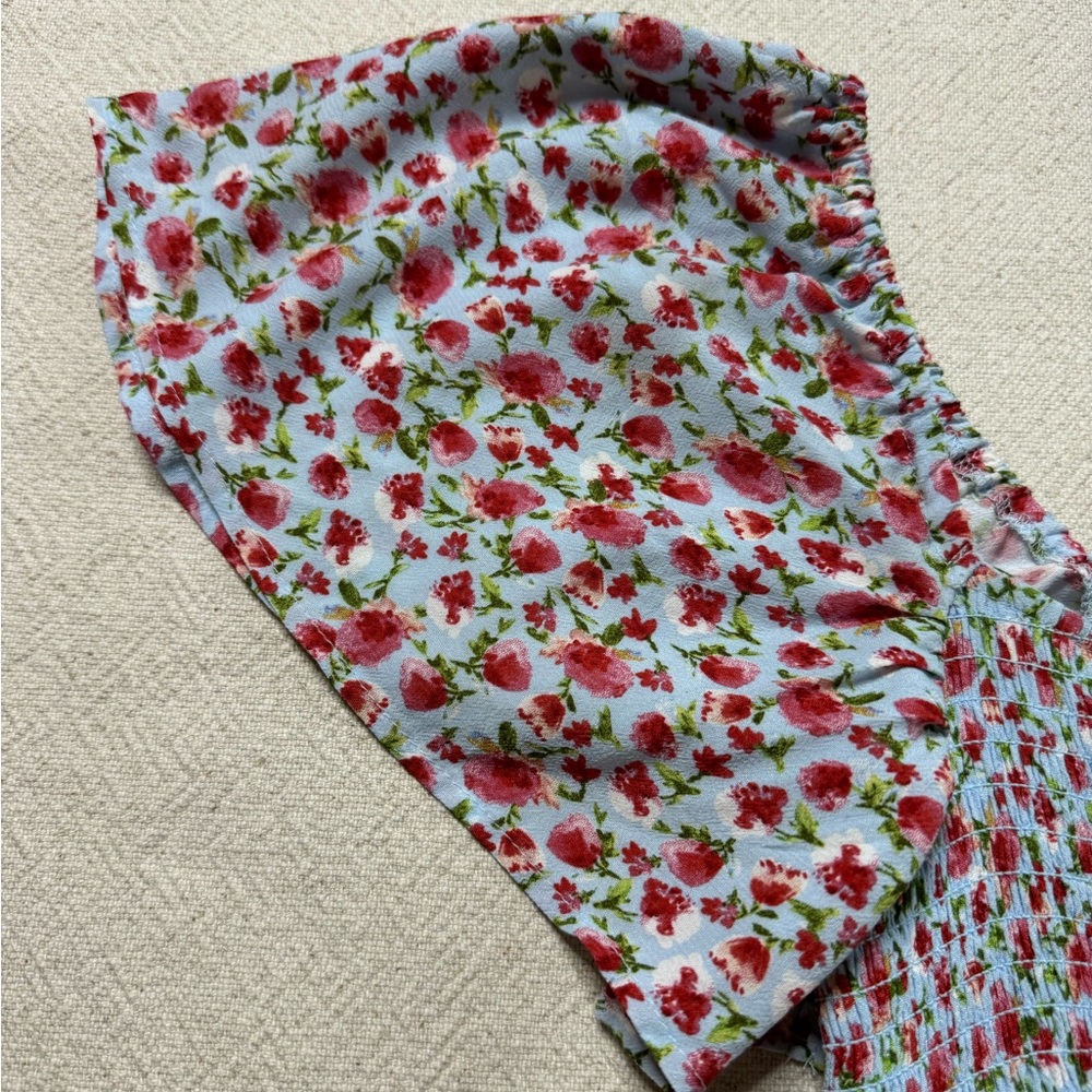 ZARA Bitsy Floral Jardin Print Milkmaid Midi Dress M - Picture 4 of 9